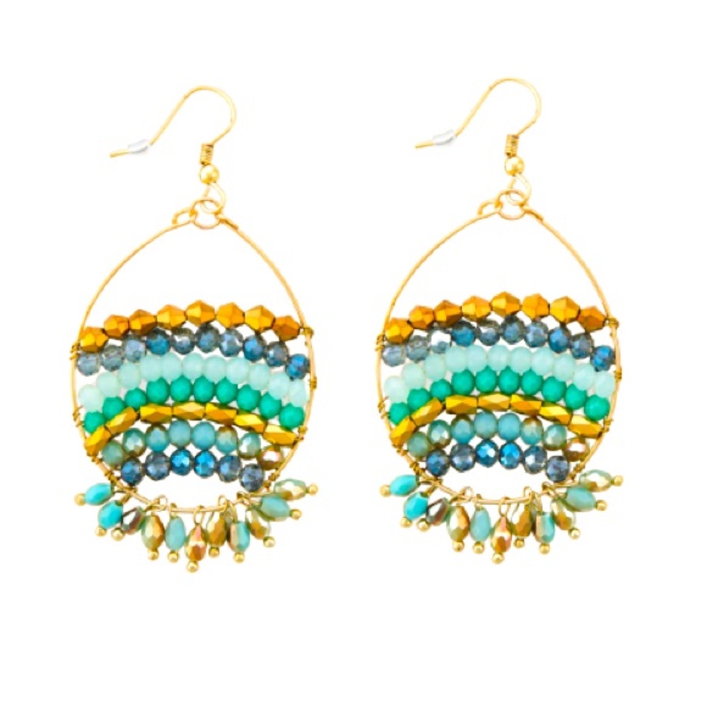NWT Myra Bag Beaded Streak Brass Alloy Glass Earrings